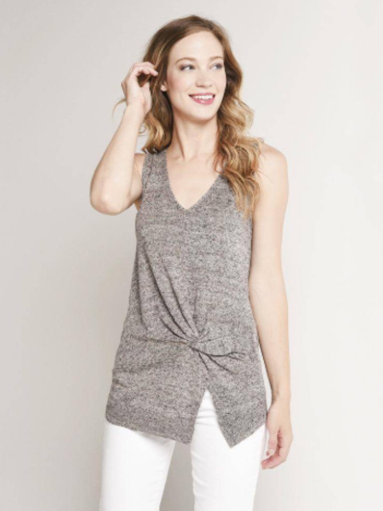Brochu Walker The Adria Tank 100% Linen Twist Front Tan Heather Size Small